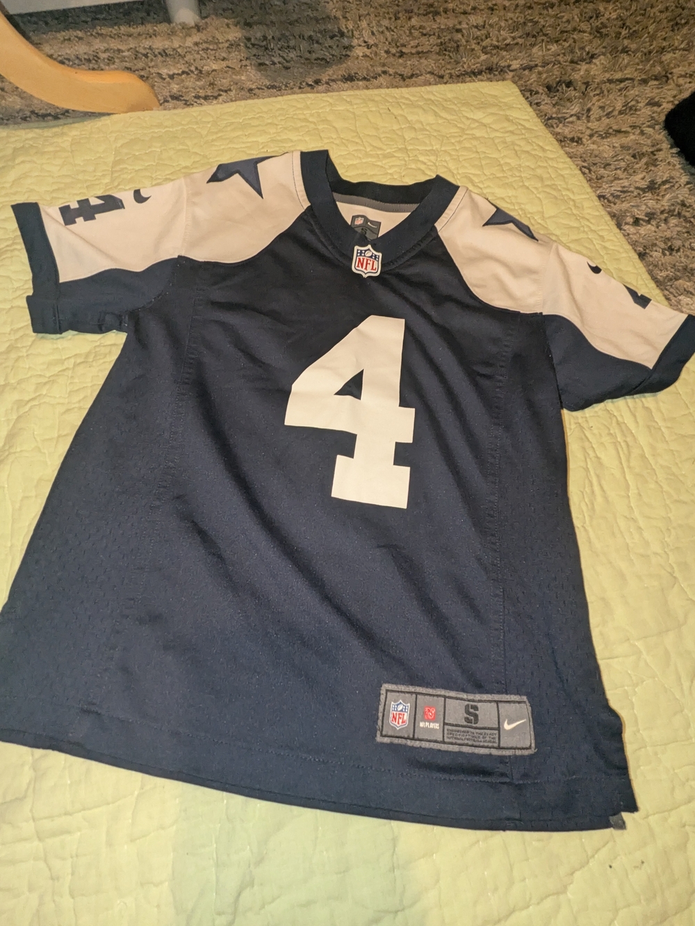 Nike Kids Navy and White Cowboys Jersey #4